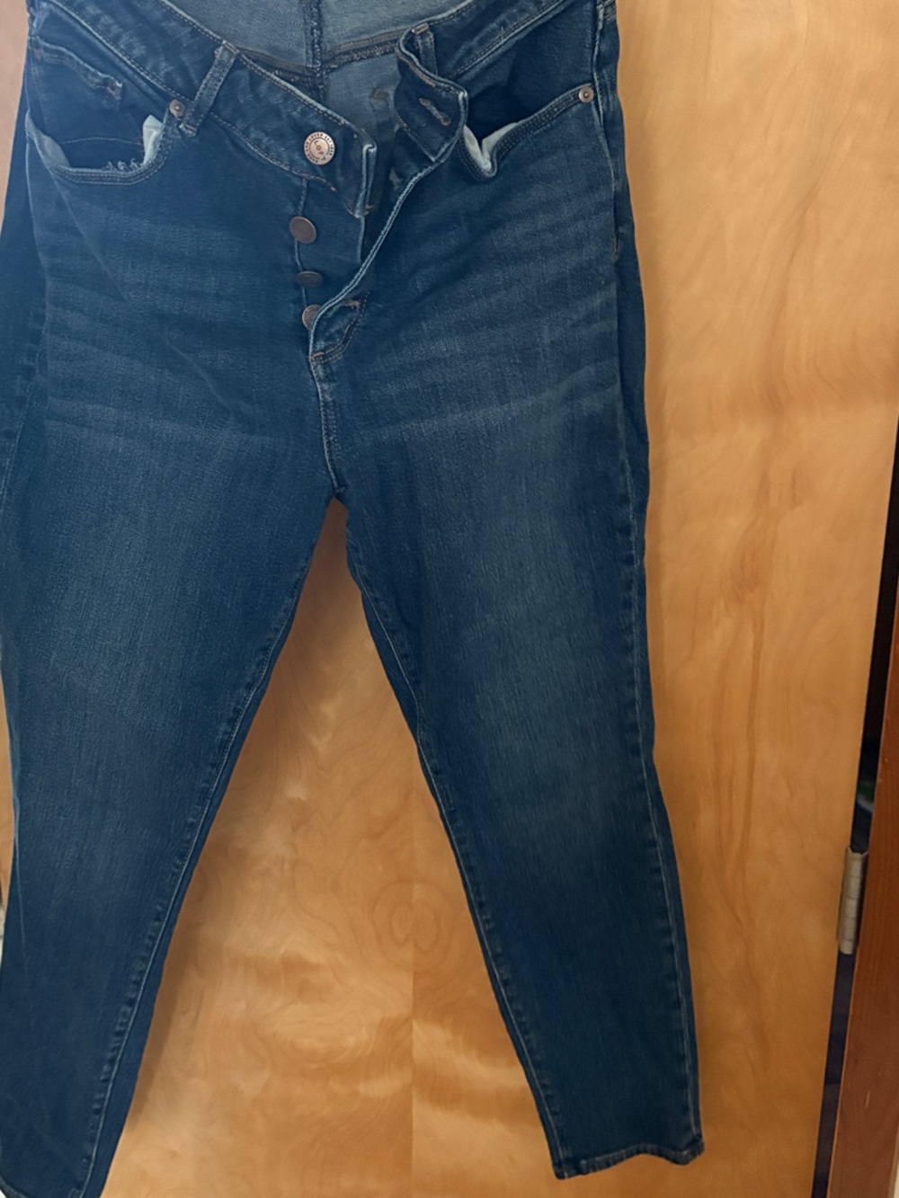 LOFT Dark Indigo High-Rise Button-Fly Jeans